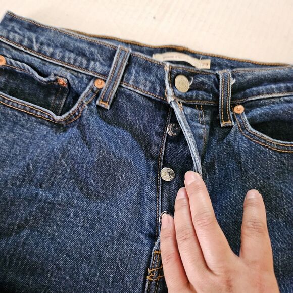 Levi's Premium Jeans Womens 29 Blue Wedgie Straight High Rise Button Fly Raw Hem - Picture 5 of 10